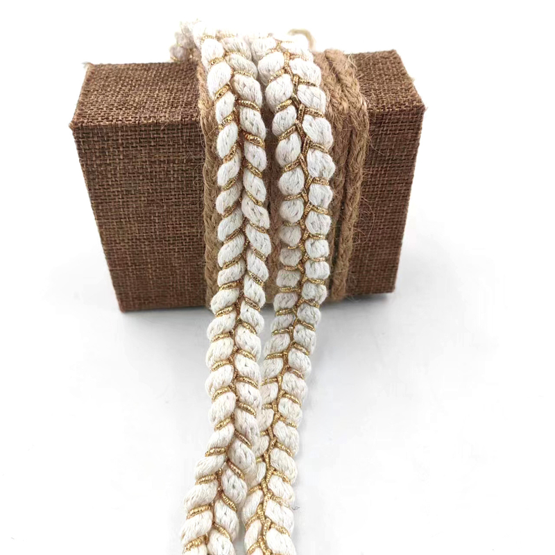 Witte stijl polyester katoen goud Gimp gevlochten kruis gevlochten lint voor dameskleding