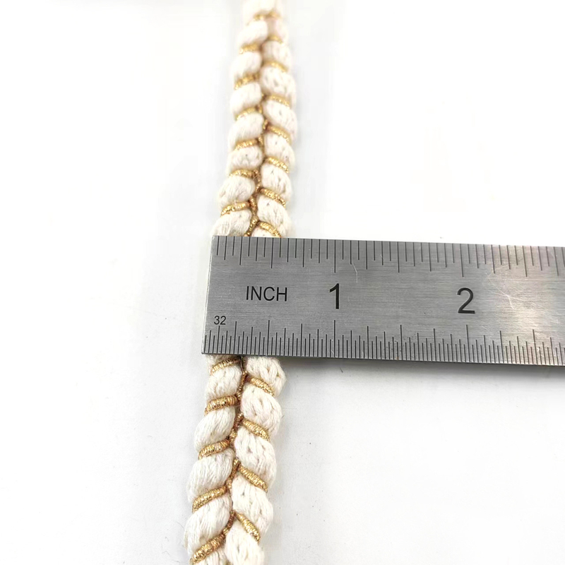 Witte stijl polyester katoen goud Gimp gevlochten kruis gevlochten lint voor dameskleding