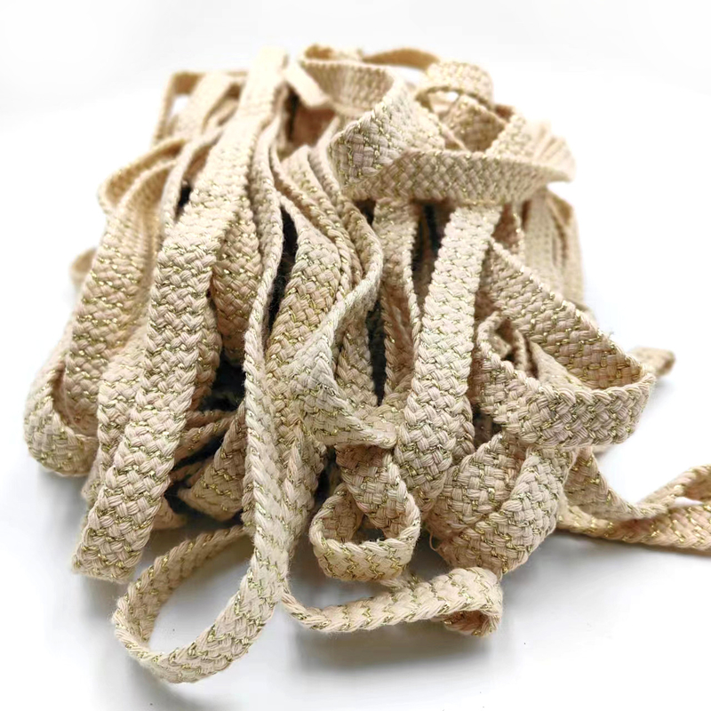 80% puur katoen 20% polyester katoen platte riem met gouden draad handgeweven voor Superior