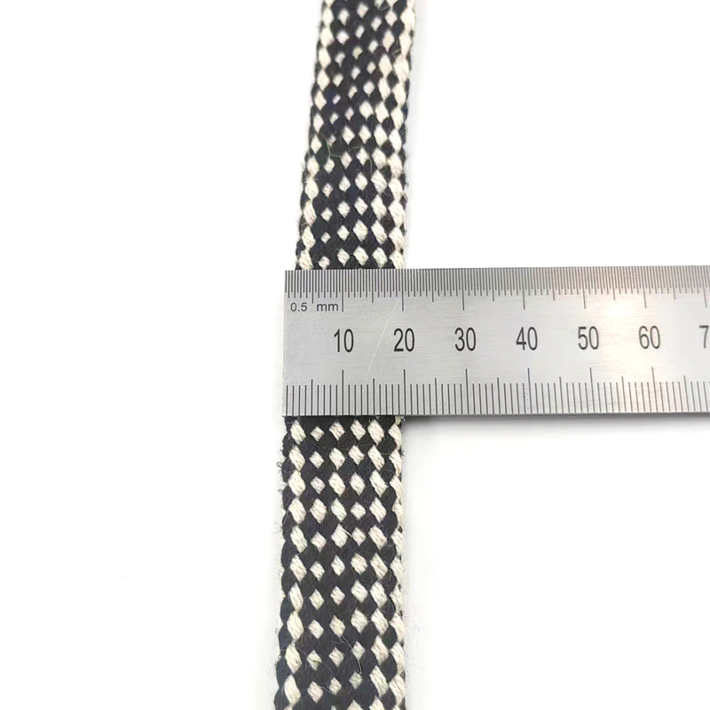 Vlies 100% hennep zwart en wit gebreid touw eenvoudig duurzaam plat hennep touw voor schoenen