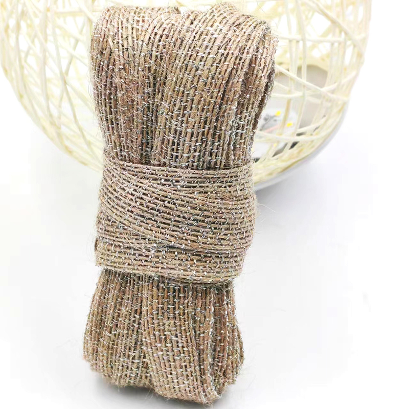 DIY decoratie jute stoffen lint met zilveren vislijn 85% jute 15% polyester