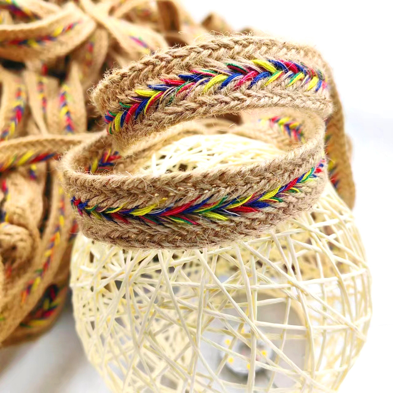 2.5cm breed natuurlijke jute kant trimmings lint Twisted Herringbone Webbing voor jute ambachten