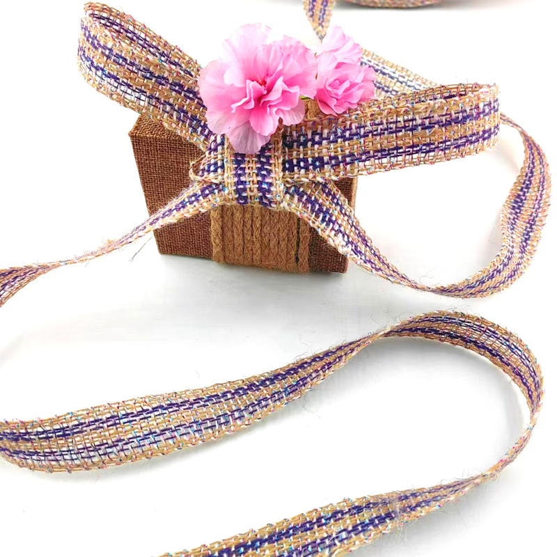 Webbing 25mm Geweven jute lint voor kerstfeest decoratie 100% jute burlap stof