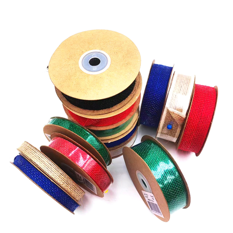Gecoate 0,8 mm Kleine verpakking 90% jute 10% polyester jute webbing voor kleurrijke zakband