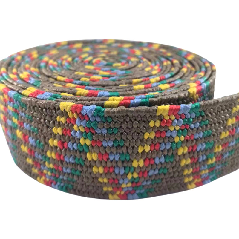 Duurzame maatkleurige zijdegras elastische gebreide riem 2 mm dik webbing riem rol 6 cm breed
