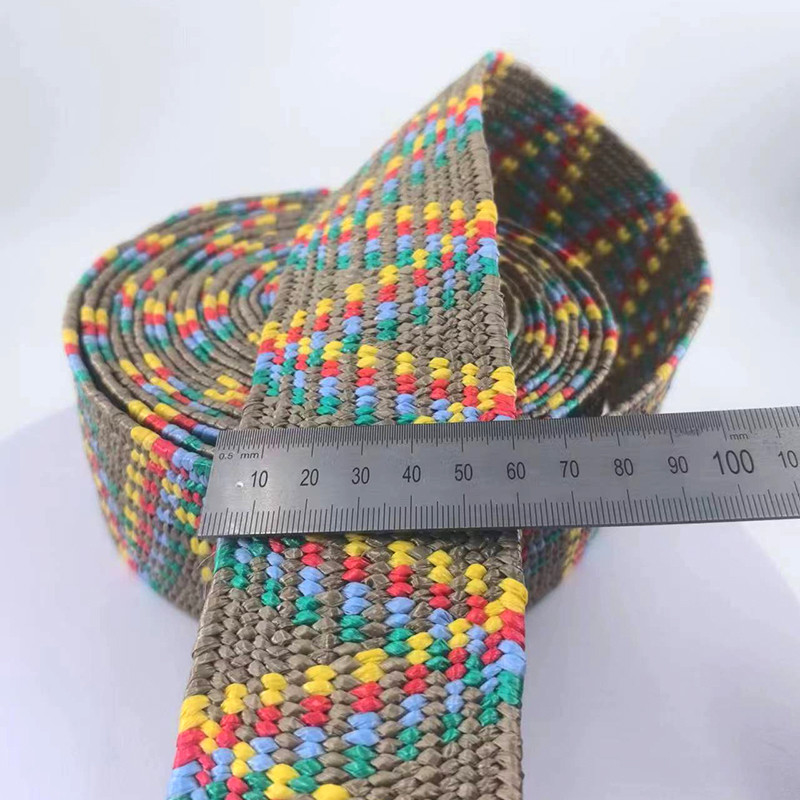Duurzame maatkleurige zijdegras elastische gebreide riem 2 mm dik webbing riem rol 6 cm breed