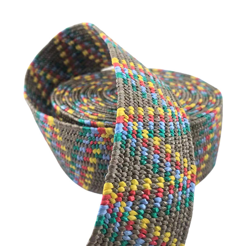 Duurzame maatkleurige zijdegras elastische gebreide riem 2 mm dik webbing riem rol 6 cm breed