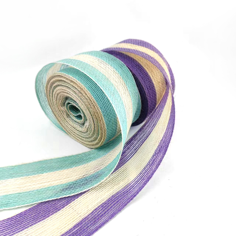Duurzaam decoratief streepje lap lint voor zakken 5,5 cm gekleurde jute vislijn riem