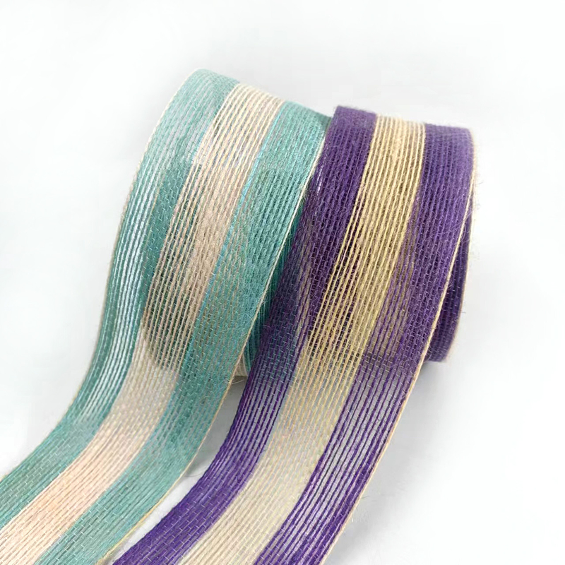 Duurzaam decoratief streepje lap lint voor zakken 5,5 cm gekleurde jute vislijn riem