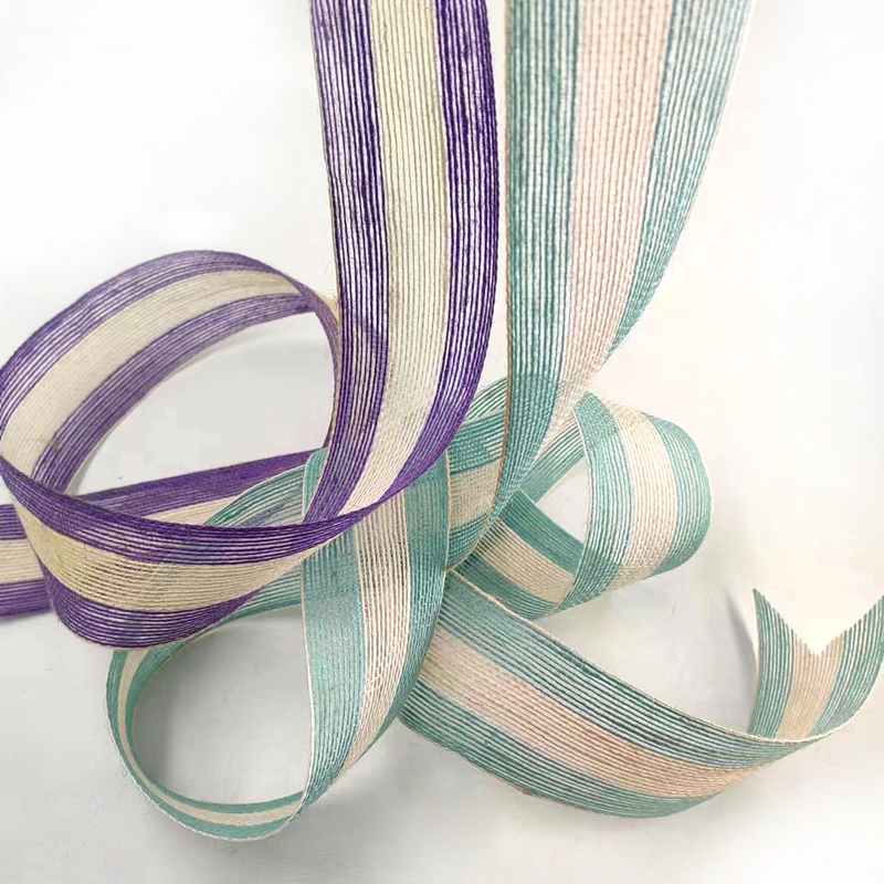 Duurzaam decoratief streepje lap lint voor zakken 5,5 cm gekleurde jute vislijn riem