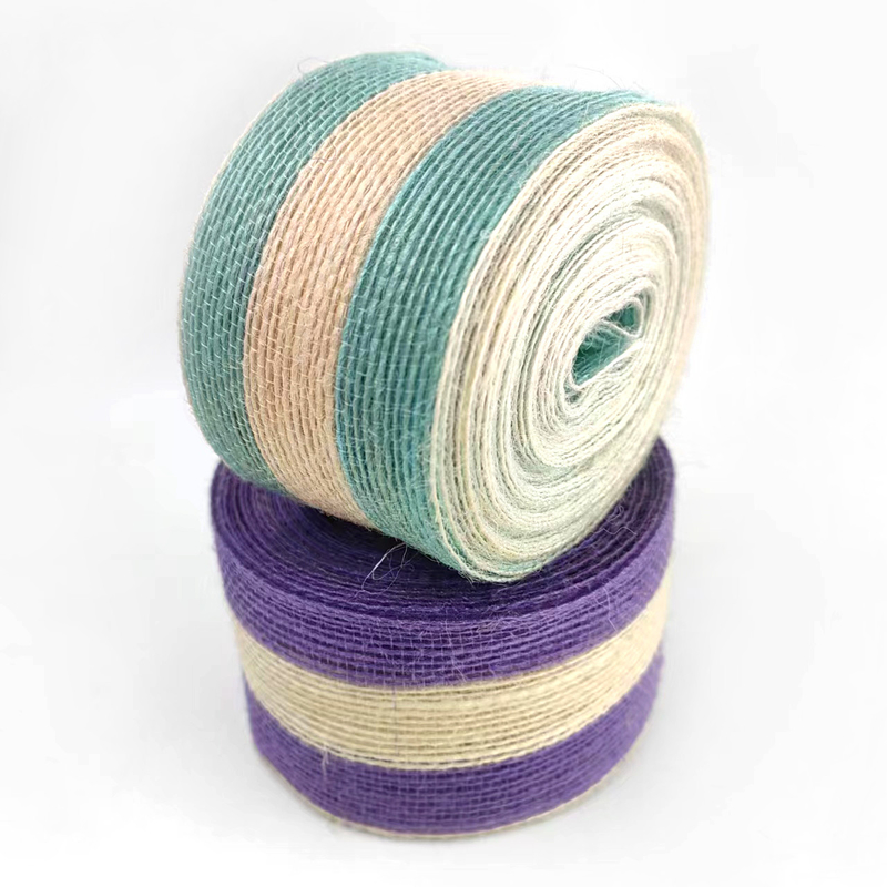 Duurzaam decoratief streepje lap lint voor zakken 5,5 cm gekleurde jute vislijn riem