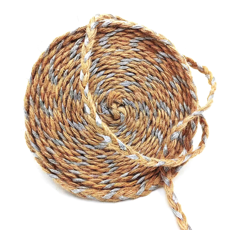 Vernieuw uw kledingverpakking met zilveren draad gevlochten hennep decoratieve touw jute touw