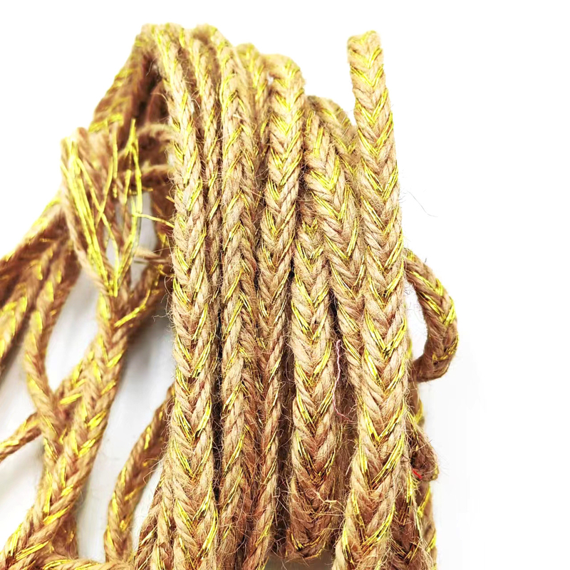 Vernieuw uw kledingverpakking met zilveren draad gevlochten hennep decoratieve touw jute touw