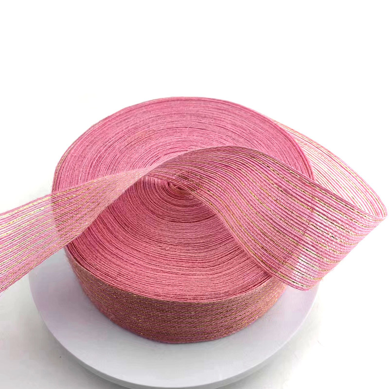 Roze Jute Ribbon Jute Burlap Rollen voor cadeau verpakking Kerstmis bruiloft decoratie 2,6 inch
