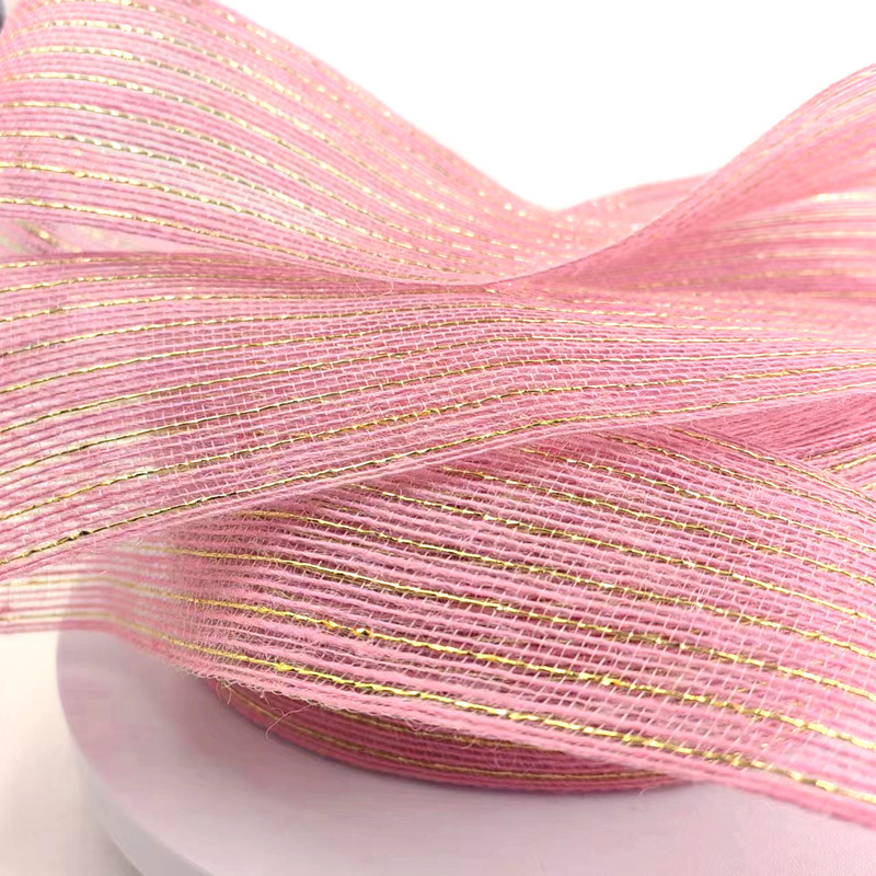 Roze Jute Ribbon Jute Burlap Rollen voor cadeau verpakking Kerstmis bruiloft decoratie 2,6 inch