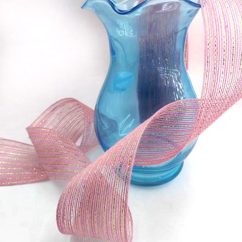 Roze Jute Ribbon Jute Burlap Rollen voor cadeau verpakking Kerstmis bruiloft decoratie 2,6 inch