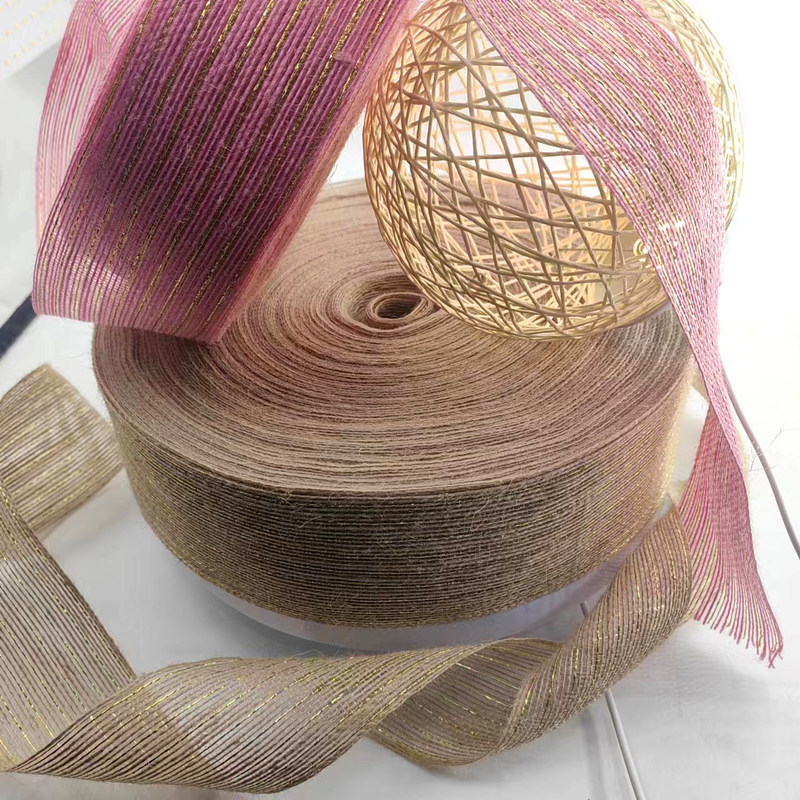 Roze Jute Ribbon Jute Burlap Rollen voor cadeau verpakking Kerstmis bruiloft decoratie 2,6 inch
