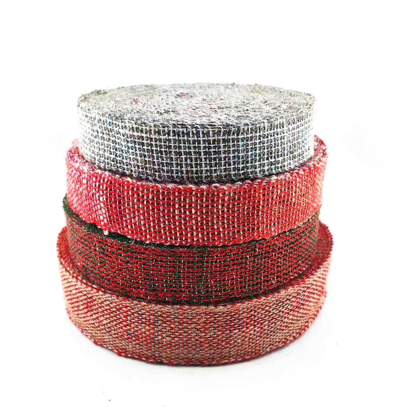 Duurzaam 4 cm Rood Oranje Zilveren Kleurrijke Kerst Decoratieve Jute Ribbon Webbing