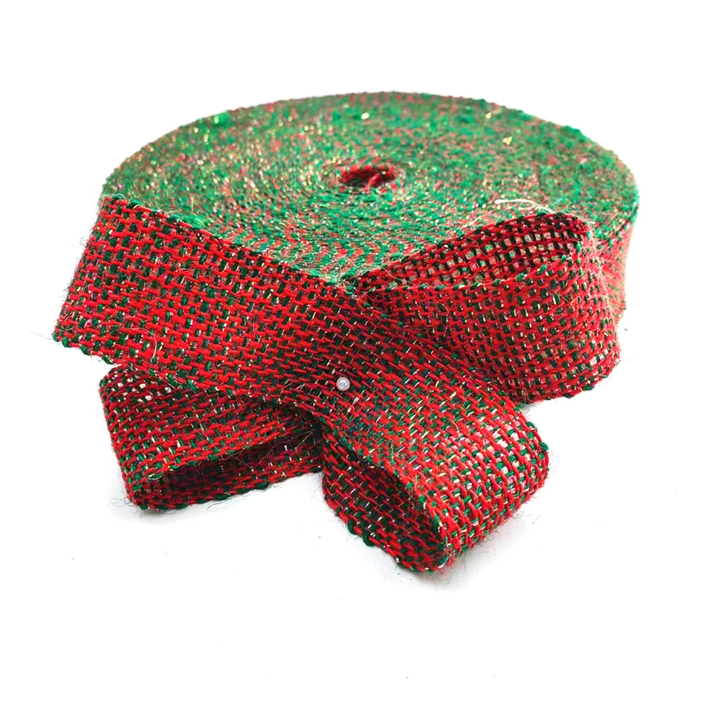 Duurzaam 4 cm Rood Oranje Zilveren Kleurrijke Kerst Decoratieve Jute Ribbon Webbing