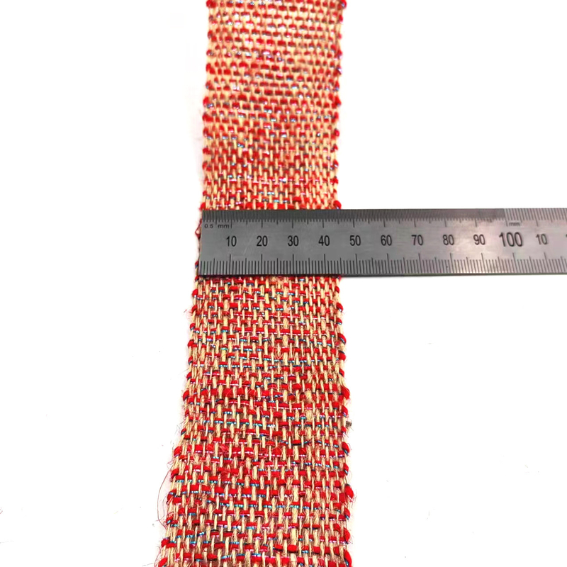 Duurzaam 4 cm Rood Oranje Zilveren Kleurrijke Kerst Decoratieve Jute Ribbon Webbing