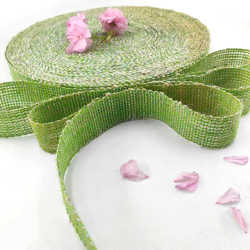 Uitstekende Deco Green Webbing 100% Jute 1,5 inch Jute Ribbon voor Webbing en verpakking