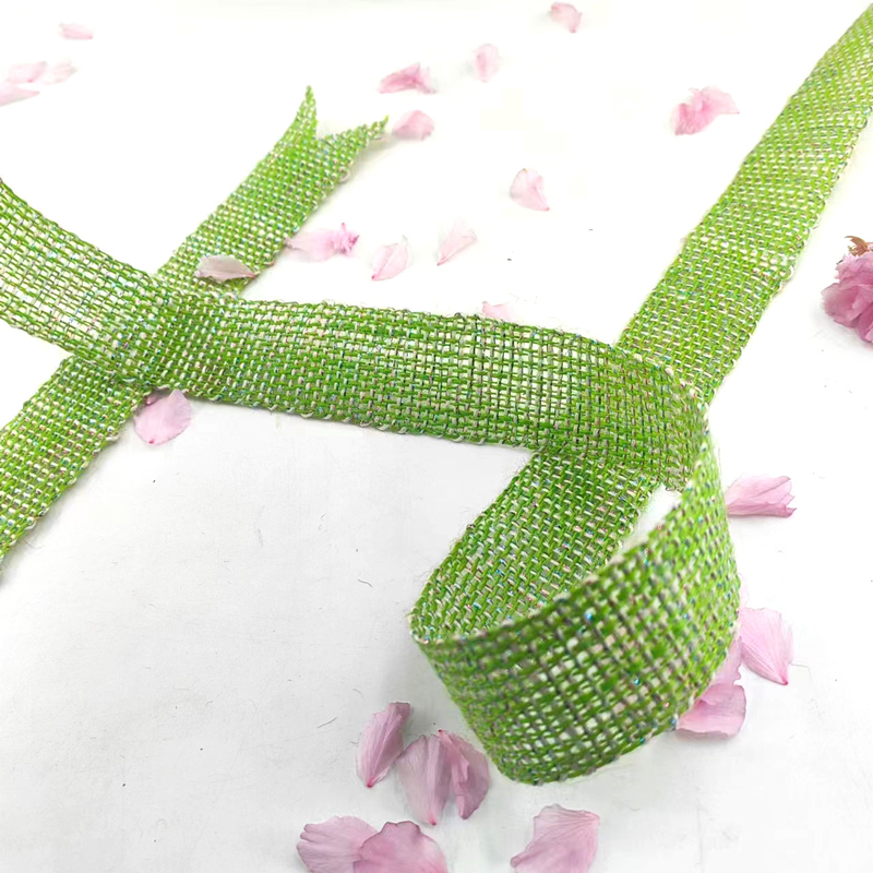 Uitstekende Deco Green Webbing 100% Jute 1,5 inch Jute Ribbon voor Webbing en verpakking