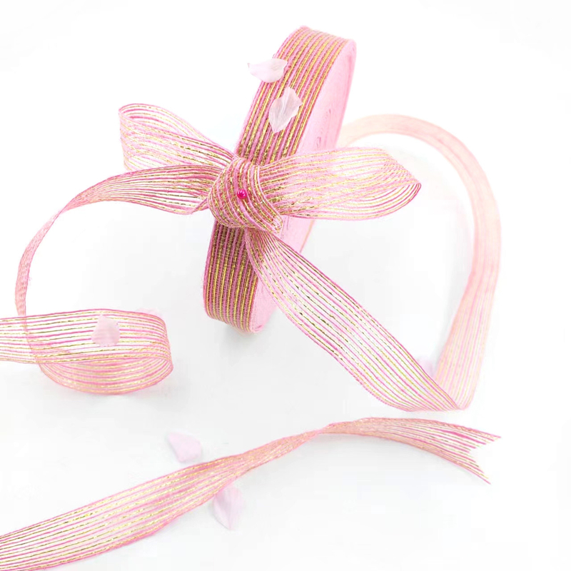 50% jute 50% polyester vis zijde glitter decoratief jute lint voor cadeau verpakking