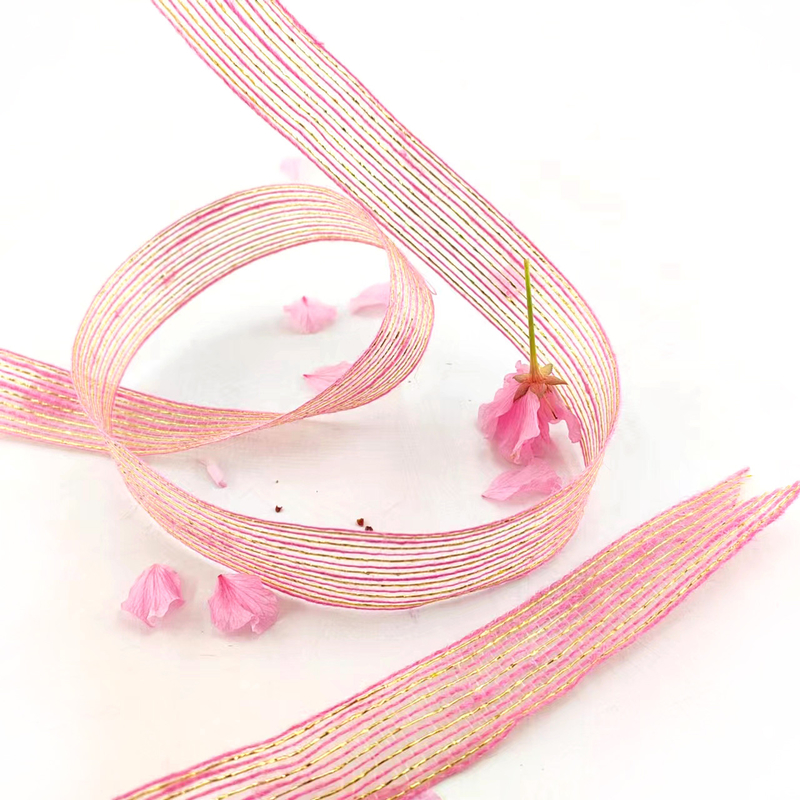 50% jute 50% polyester vis zijde glitter decoratief jute lint voor cadeau verpakking