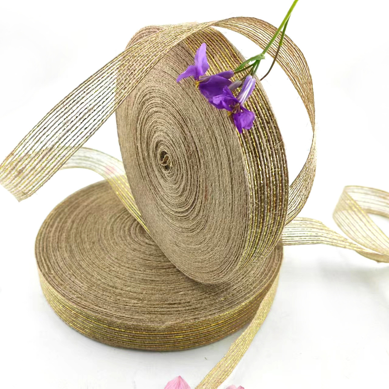 Eco-vriendelijk 25 mm jute lint voor het inpakken en boeketten niet ondersteunen 7 dagen Voorbeeld bestelling
