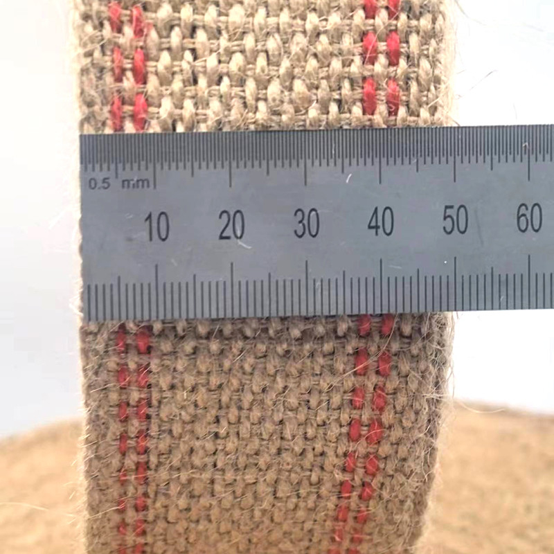 Dik geweven natuurlijke rode strepen jute gordel rollen voor tas handvat Duurzaam en stijlvol