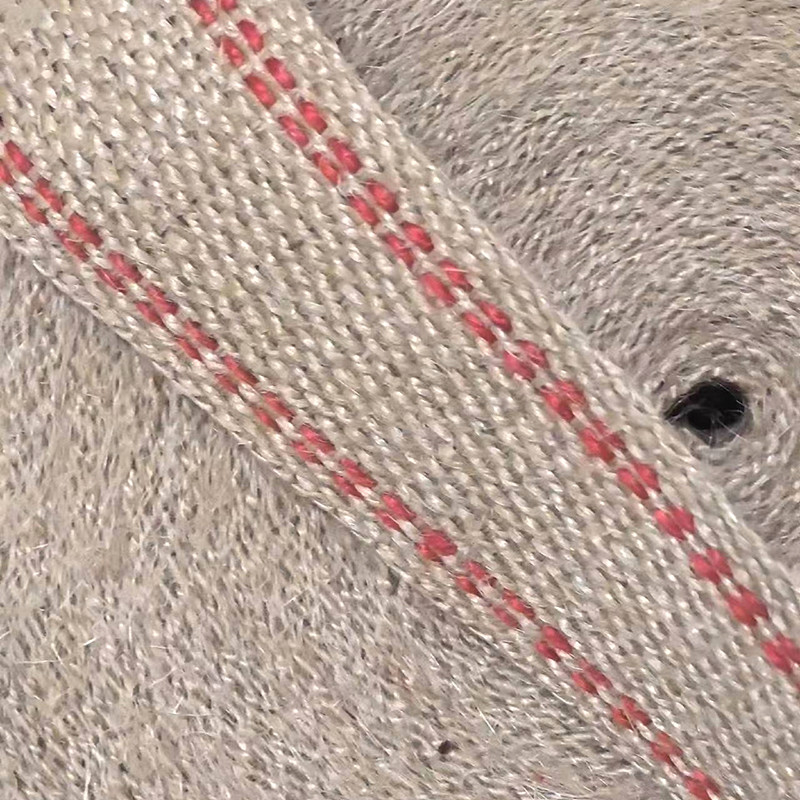 Dik geweven natuurlijke rode strepen jute gordel rollen voor tas handvat Duurzaam en stijlvol