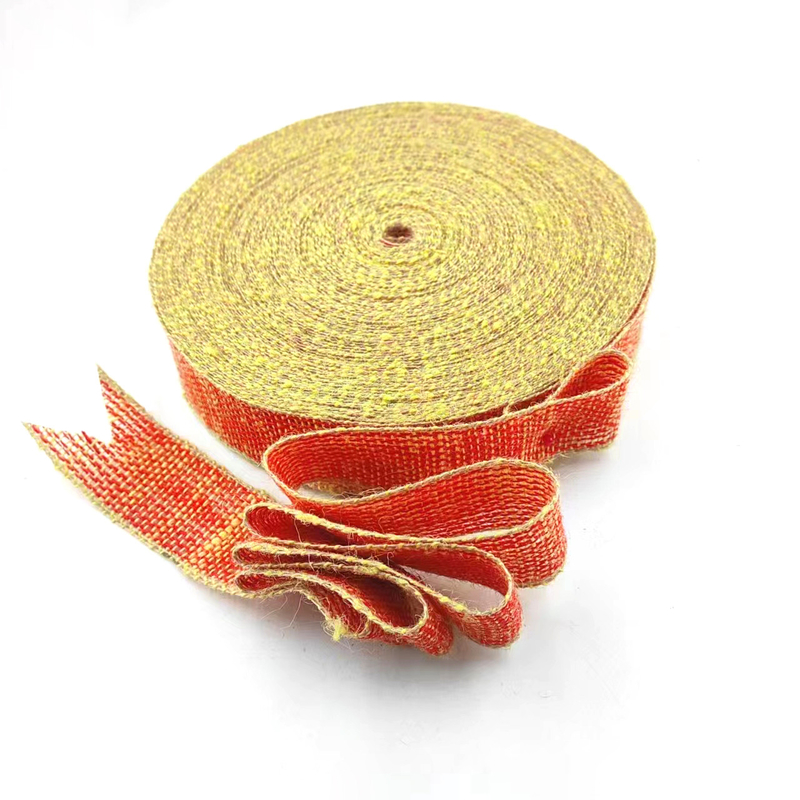 100% jute stoffen kleding Kersbogen jute lint met gele rand voor de woningversiering