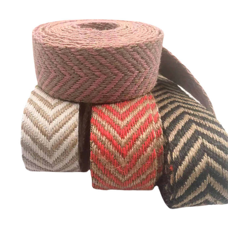 Milieuvriendelijk 4 cm breed 2,5 mm dik Jute webbing Heringbone webbing Rand voor schoenen
