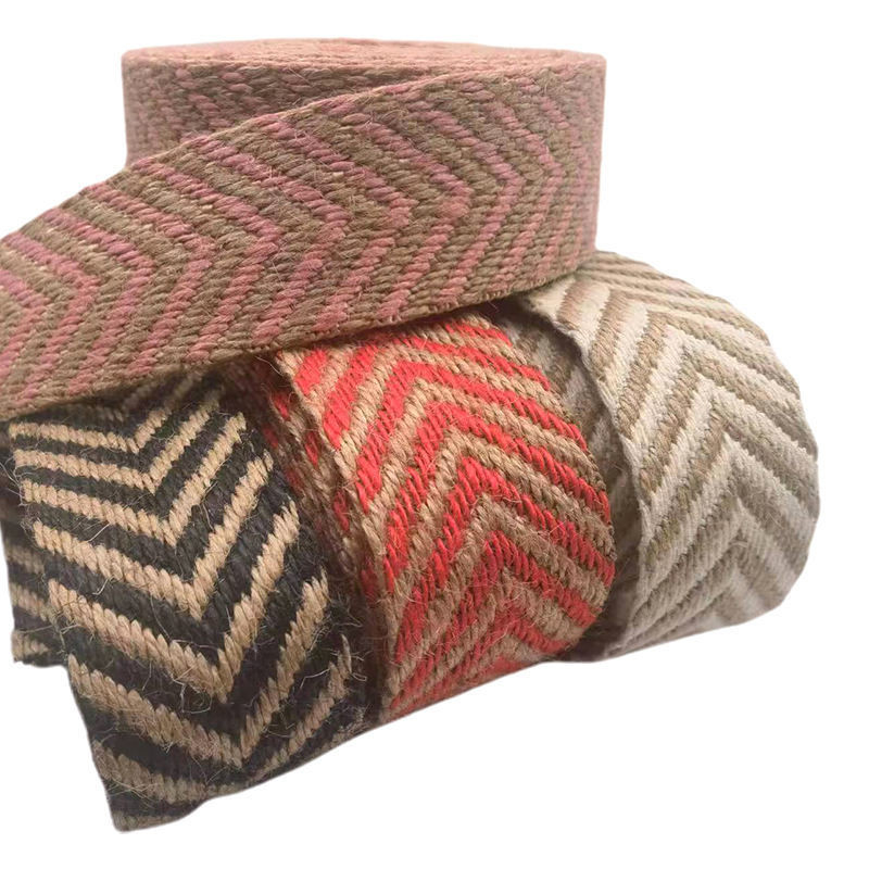 Milieuvriendelijk 4 cm breed 2,5 mm dik Jute webbing Heringbone webbing Rand voor schoenen