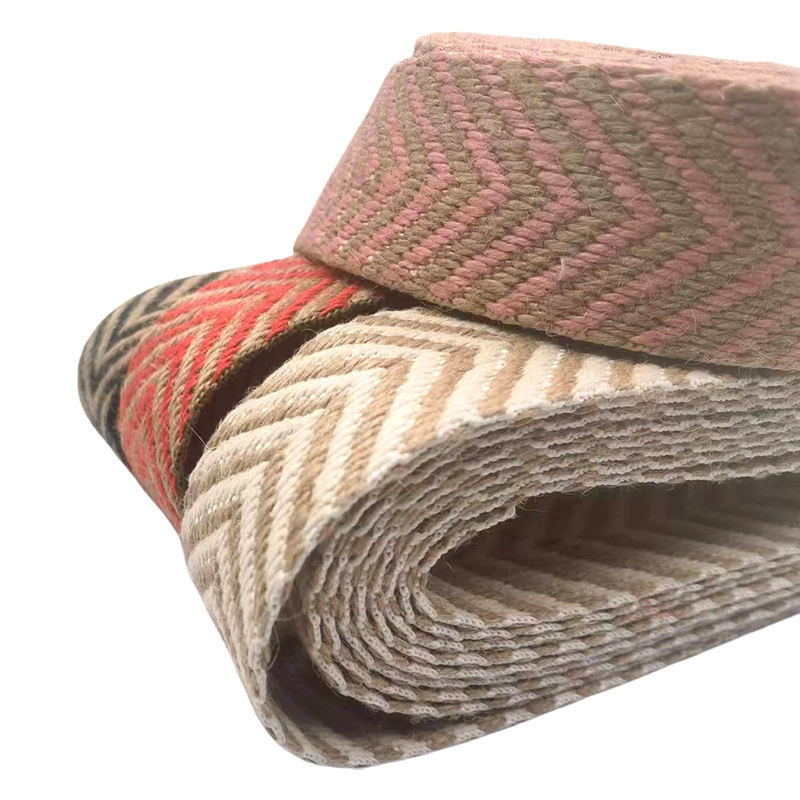 Milieuvriendelijk 4 cm breed 2,5 mm dik Jute webbing Heringbone webbing Rand voor schoenen