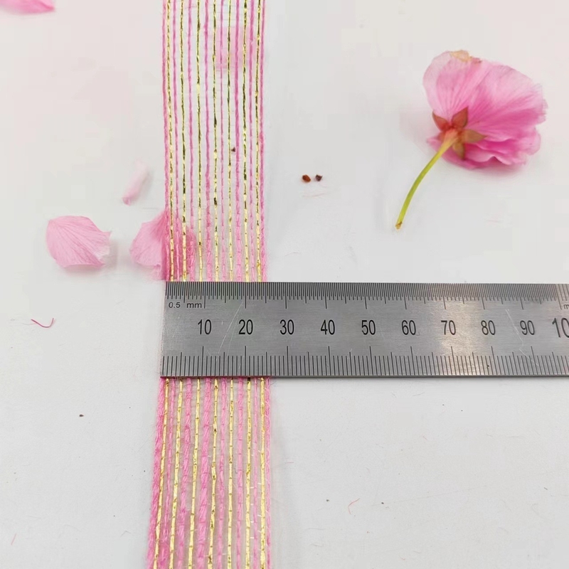 Jute en polyester visfillet Glitter decoratief lint voor direct roze lint cadeauwrap