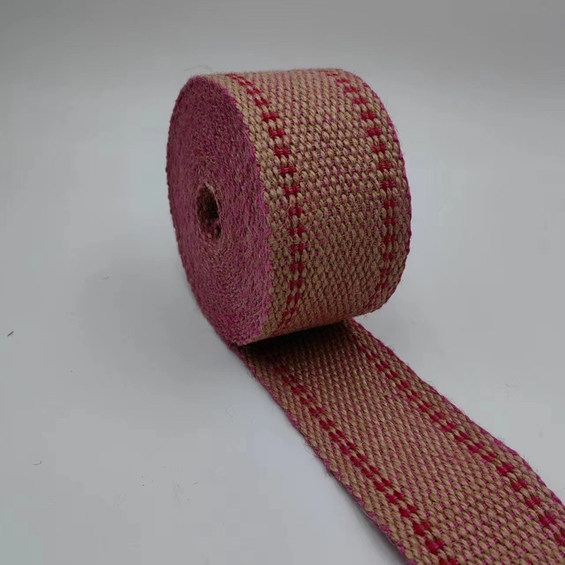 Producenten Op maat gemaakte jute webbing dubbelkleurige rugzakband met op maat gemaakte kleuren