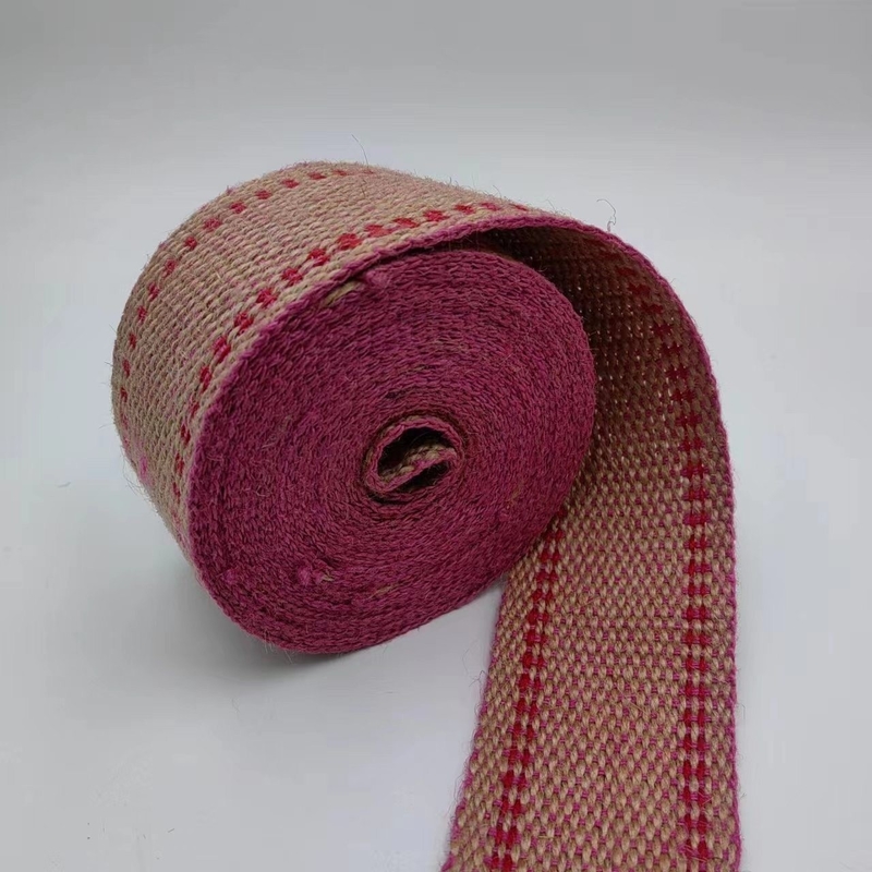 Producenten Op maat gemaakte jute webbing dubbelkleurige rugzakband met op maat gemaakte kleuren