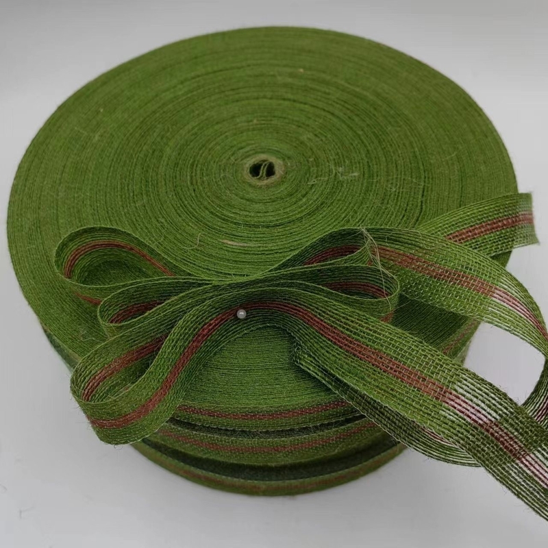 Aanpasbare breedte Groene jute webbing De perfecte aanvulling op uw doe-het-zelf decoratie