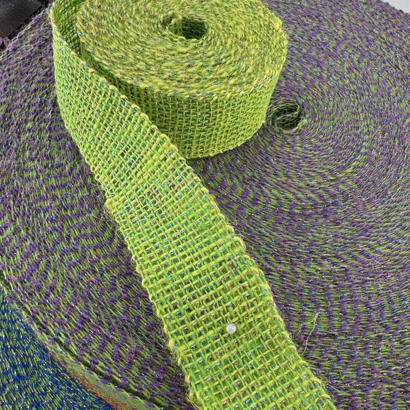 Gewoon 4 cm kerstversiering Jute lint 100% Jute Rood Oranje Zilver Kleurrijk