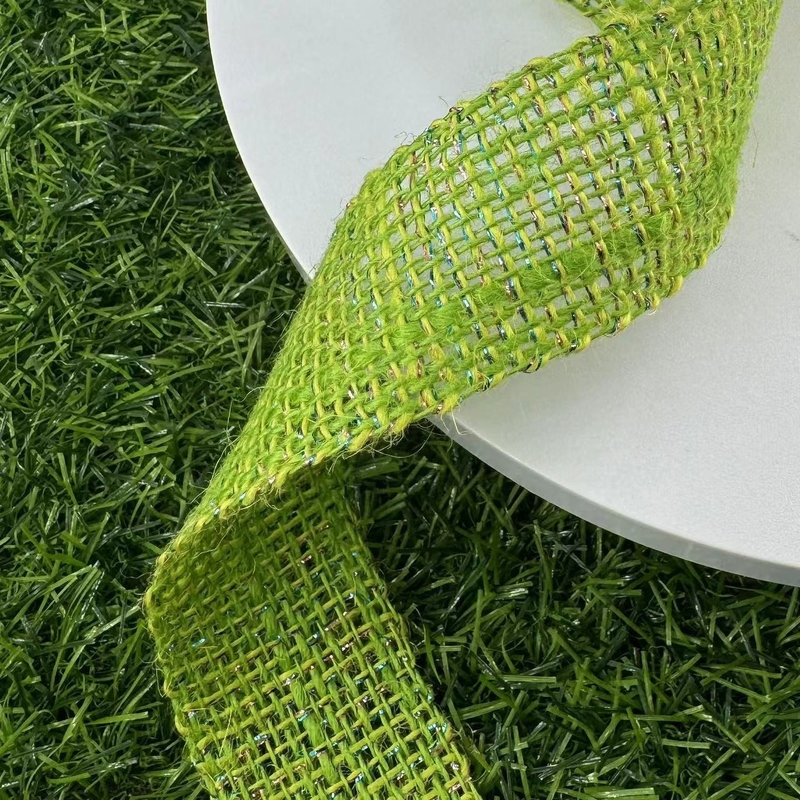 Gewoon 4 cm kerstversiering Jute lint 100% Jute Rood Oranje Zilver Kleurrijk